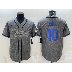 Men Los Angeles Rams 10 Cooper Kupp Grey With Patch Cool Base Stitched Baseball Jersey
