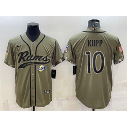 Men Los Angeles Rams 10 Cooper Kupp Olive 2022 Salute To Service Cool Base Stitched Baseball Jersey