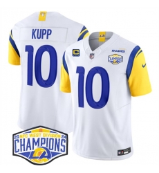 Men Los Angeles Rams 10 Cooper Kupp White 2024 NFC West Champions With 4 Star C Patch F U S E  Vapor Untouchable Stitched Football Jersey