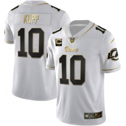 Men Los Angeles Rams 10 Cooper Kupp White Golden With 2 Star Patch Vapor Vapor Stitched Football Jersey
