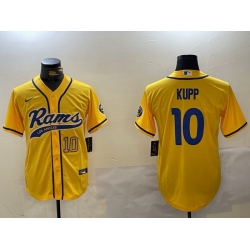 Men Los Angeles Rams 10 Cooper Kupp yellow Cool Base Stitched Baseball Jersey 3