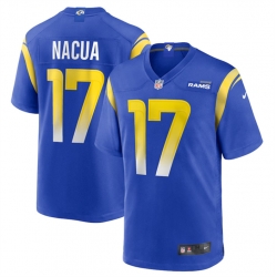 Men Los Angeles Rams 17 Puka Nacua Blue Stitched Football Game Jersey