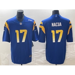Men Los Angeles Rams 17 Puka Nacua Blue Vapor Untouchable Limited Stitched Jersey