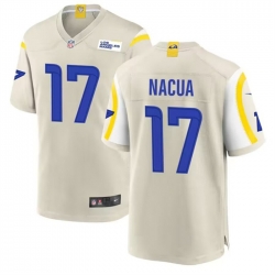 Men Los Angeles Rams 17 Puka Nacua Bone Stitched Game Jersey