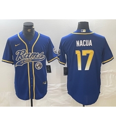 Men Los Angeles Rams 17 Puka Nacua Royal Cool Base Stitched Baseball Jersey 3