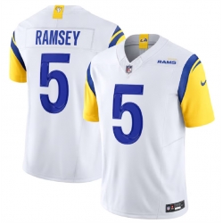 Men Los Angeles Rams 5 Jalen Ramsey White 2023 F U S E  Vapor Untouchable Limited Stitched Football Jersey