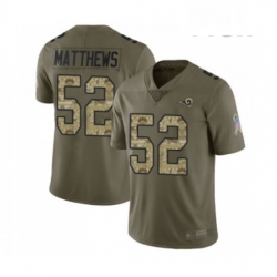 Men Los Angeles Rams 52 Clay Matthews Limited Olive Camo 2017 Salute to Service Football Jersey