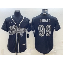 Men Los Angeles Rams 99 Aaron Donald Black Reflective With Patch Cool Base Stitched Baseball Jersey