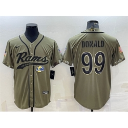 Men Los Angeles Rams 99 Aaron Donald Olive 2022 Salute To Service Cool Base Stitched Baseball Jersey