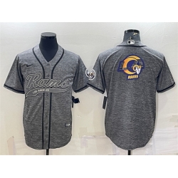 Men Los Angeles Rams Grey Team Big Logo With Patch Cool Base Stitched Baseball Jersey