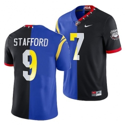 Men Los Angeles Rams X Georgia Bulldogs 9 Matthew Stafford Black Royal Split Stitched Jerse