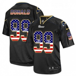 Men Nike Los Angeles Rams 99 Aaron Donald Elite Black USA Flag Fashion NFL Jersey