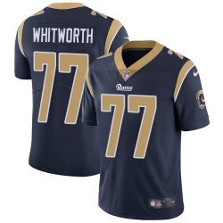 Nike Rams #77 Andrew Whitworth Navy Blue Team Color Mens Stitched NFL Vapor Untouchable Limited Jersey