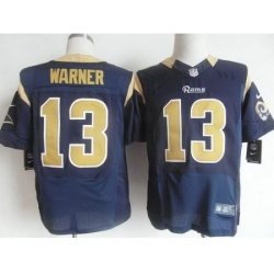 Nike St. Louis Rams 13 Kurt Warner Blue Elite NFL Jersey