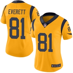 Nike Rams #81 Gerald Everett Gold Womens Stitched NFL Limited Rush Jersey