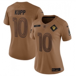 Women Los Angeles Rams 10 Cooper Kupp 2023 Brown Salute To Service Limited Stitched Jersey  Run Small