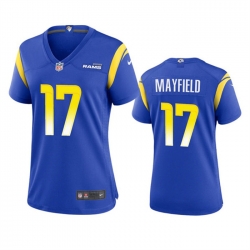 Women Los Angeles Rams 17 Baker Mayfield Royal Stitched Game Jersey