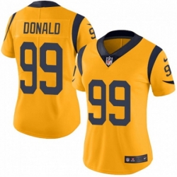 Women Los Angeles Rams 99 Aaron Donald Gold Vapor Untouchable Limited Stitched NFL Jersey 