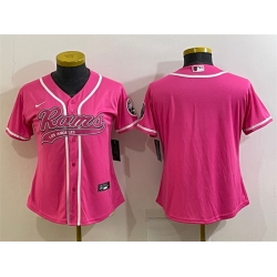 Women Los Angeles Rams Blank Pink With Patch Cool Base Stitched Baseball Jersey