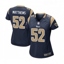 Womens Los Angeles Rams 52 Clay Matthews Game Navy Blue Team Color Football Jersey