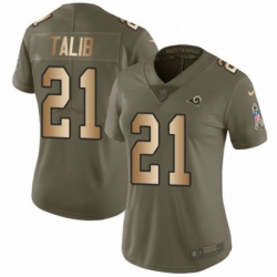 Womens Nike Los Angeles Rams 21 Aqib Talib Limited OliveGold 2017 Salute to Service NFL Jersey