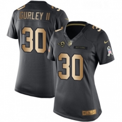 Womens Nike Los Angeles Rams 30 Todd Gurley Limited BlackGold Salute to Service NFL Jersey