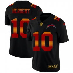 Los Angeles Chargers 10 Justin Herbert Men Black Nike Red Orange Stripe Vapor Limited NFL Jersey