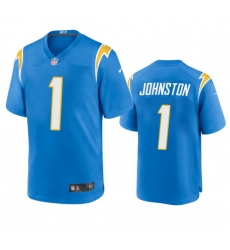 Men Los Angeles Chargers 1 Quentin Johnston Blue Stitched Game Jersey