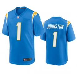 Men Los Angeles Chargers 1 Quentin Johnston Blue Stitched Game Jersey