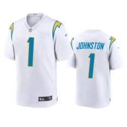 Men Los Angeles Chargers 1 Quentin Johnston White Stitched Game Jersey