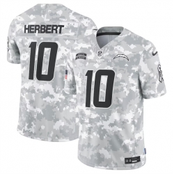 Men Los Angeles Chargers 10 Justin Herbert 2024 Arctic Camo Salute To Service Limited Stitched Football Jersey