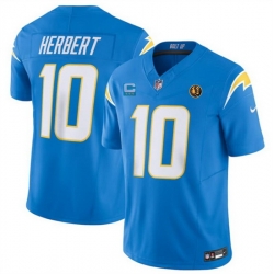 Men Los Angeles Chargers 10 Justin Herbert Blue 2023 F U S E  With 3 Star C Patch And John Madden Patch Vapor Limited Stitched Football Jersey