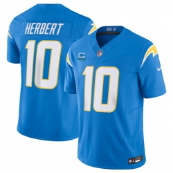 Men Los Angeles Chargers 10 Justin Herbert Light Blue 2023 F U S E  With 3 Star C Patch Vapor Untouchable Limited Stitched Jersey