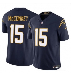 Men Los Angeles Chargers 15 Ladd McConkey Navy 2024 Draft F U S E  Vapor Limited Stitched Football Jersey