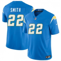 Men Los Angeles Chargers  22 Genesis Smith Blue 2026 F U S E  Vapor Limited Stitched Football Jersey
