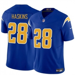 Men Los Angeles Chargers 28 Hassan Haskins Royal 2024 F U S E Vapor Limited Stitched Football Jersey