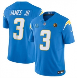 Men Los Angeles Chargers 3 Derwin James Jr  Light Blue 2023 F U S E  With John Madden Patch Vapor Limited Stitched Football Jersey