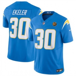 Men Los Angeles Chargers 30 Austin Ekeler Light Blue 2023 F U S E  With John Madden Patch Vapor Limited Stitched Football Jersey