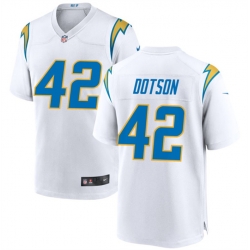 Men Los Angeles Chargers 42 Elijah Dotson White Stitched Game Jersey