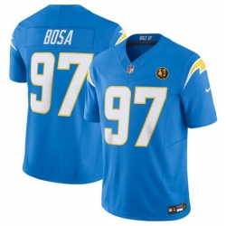 Men Los Angeles Chargers 97 Joey Bosa Light Blue 2023 F U S E  With John Madden Patch Vapor Limited Stitched Football Jersey