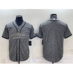 Men Los Angeles Chargers Blank Grey With Patch Cool Base Stitched Baseball Jersey
