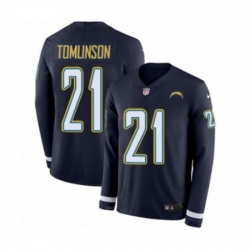 Men Nike Los Angeles Chargers 21 LaDainian Tomlinson Limited Navy Blue Therma Long Sleeve NFL Jersey