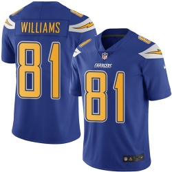 Nike Chargers #81 Mike Williams Electric Blue Mens Stitched NFL Limited Rush Jersey