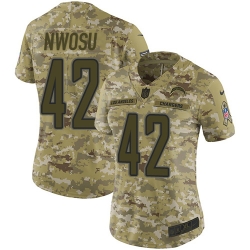 Nike Chargers #42 Uchenna Nwosu Camo Women Stitched NFL Limited 2018 Salute to Service Jersey