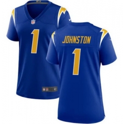 Women Los Angeles Chargers 1 Quentin Johnston Royal Stitched Game Jersey