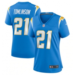 Women Los Angeles Chargers 21 LaDainian Tomlinson Blue Stitched Game Jersey