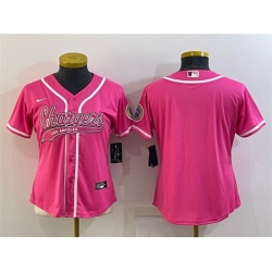 Women Los Angeles Chargers Blank Pink With Patch Cool Base Stitched Baseball Jersey
