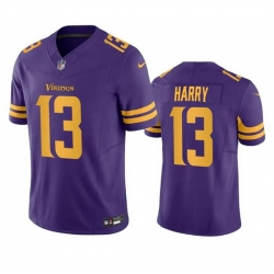 Men Minnesota Vikings 13 N 27Keal Harry Purple 2023 F U S E  Color Rush Limited Stitched Jersey