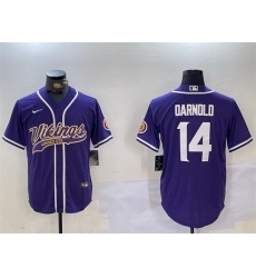 Men Minnesota Vikings 14 Sam Darnold Purple Cool Base Stitched Baseball Jersey