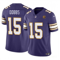 Men Minnesota Vikings 15 Josh Dobbs Purple 2023 F U S E  Throwback With John Madden Patch Vapor Limited Stitched Football Jersey